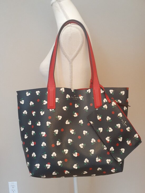kate spade Handbags - Kate Spade Floral  Reversible Leather Tote Bag